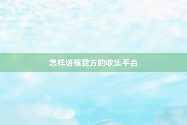 怎样培植我方的收集平台